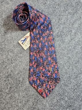 Where’s Waldo Tie 1992 Vintage NWT Silk Novelty Mens Navy Red Blue